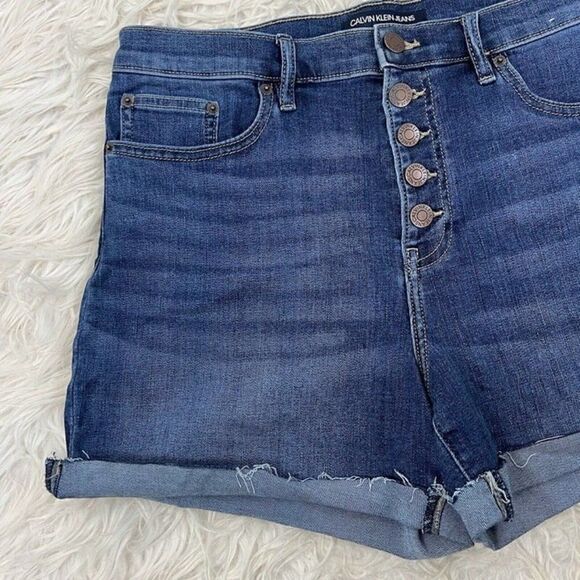 Calvin Klein Jeans Women's Repreve High Rise Buttonfly Jean Short Cotton Size 30 - Picture 9 of 11